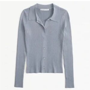 Abercrombie & Fitch Blue Gray Ribbed Button-Down Cardigan
